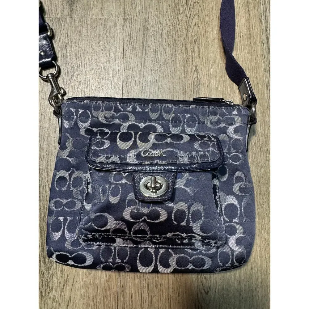 COACH Signature Canvas Navy Crossbody Bag